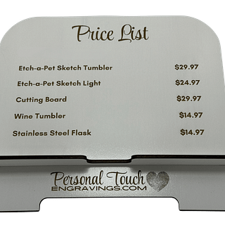Custom Engraved Price List Sign